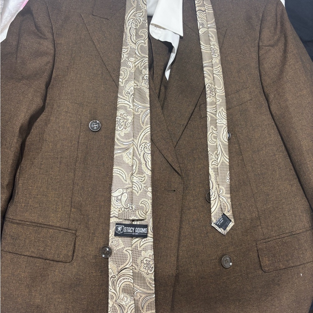 Stacy Adams Chocolate Suit with Paisley Tie